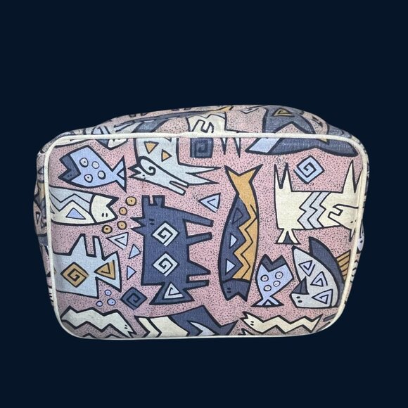 Laurel Burch Canvas Shoulder Tote BUcket Bag Purse Tribal Animal Bamboo Handle - Picture 8 of 9